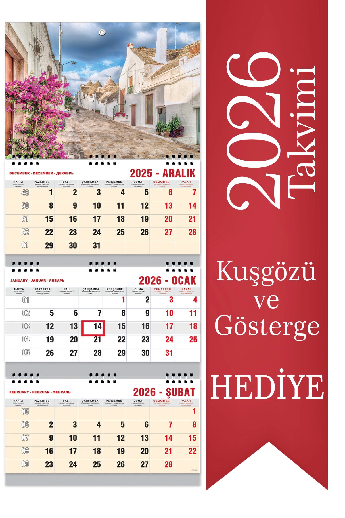 2026 Büyük Boy Extra Gemici Takvimi Denizci Duvar Takvimi 33x77,5 cm