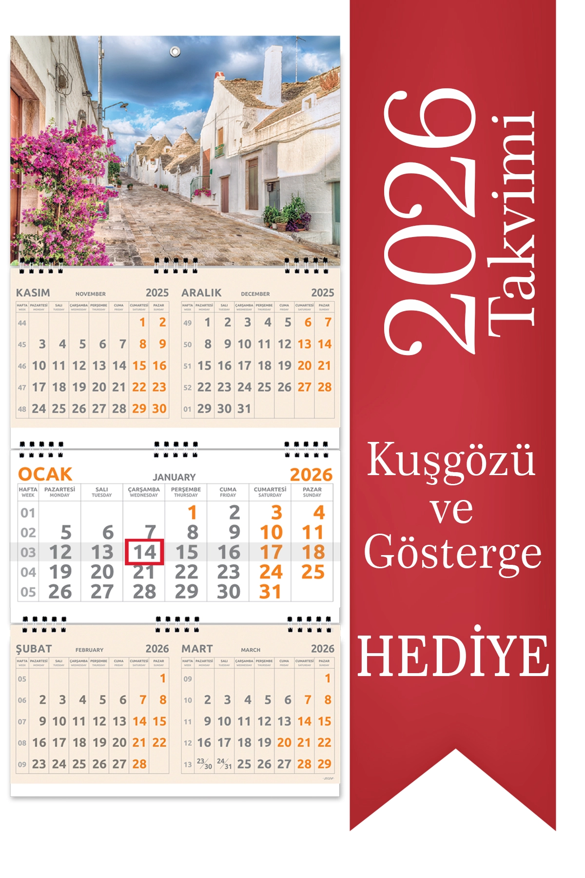 2026 5 Aylık Gemici Takvimi Denizci Duvar Takvimi 33x77,5 cm