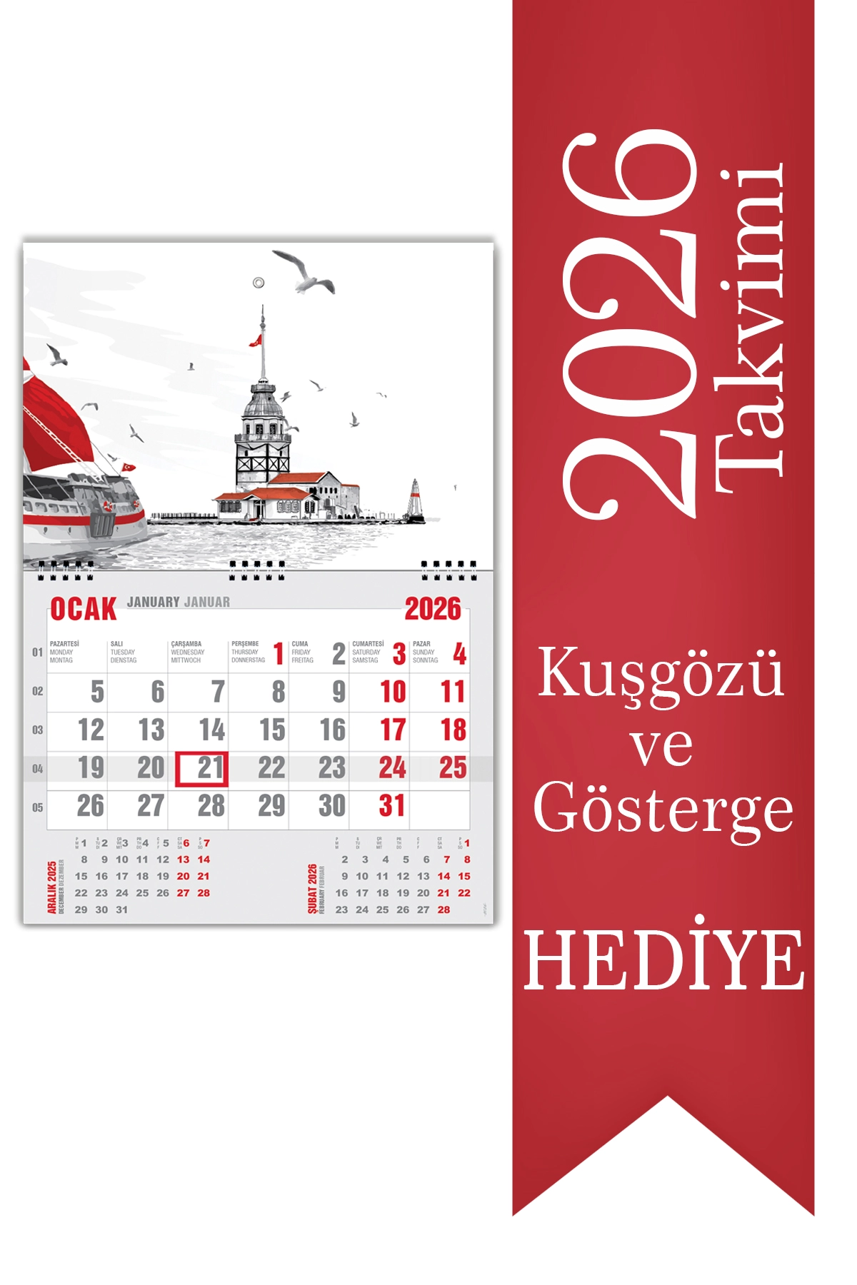 2026 Ekonomik Gemici Takvimi Denizci Duvar Takvimi 33x47,5 cm