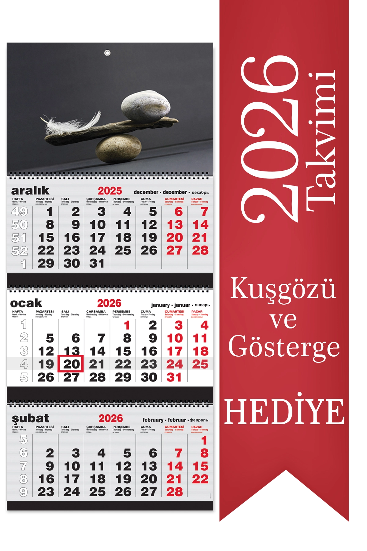 2026 Jumbo Boy Gemici Takvimi Denizci Duvar Takvimi 39x87 cm