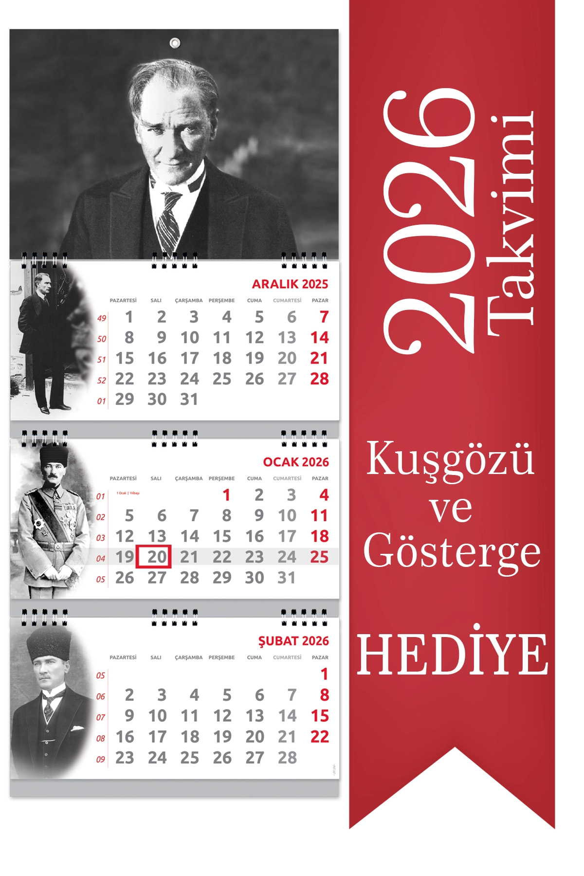 2026 Atatürk Gemici Takvimi Denizci Duvar Takvimi 33x77,5 cm
