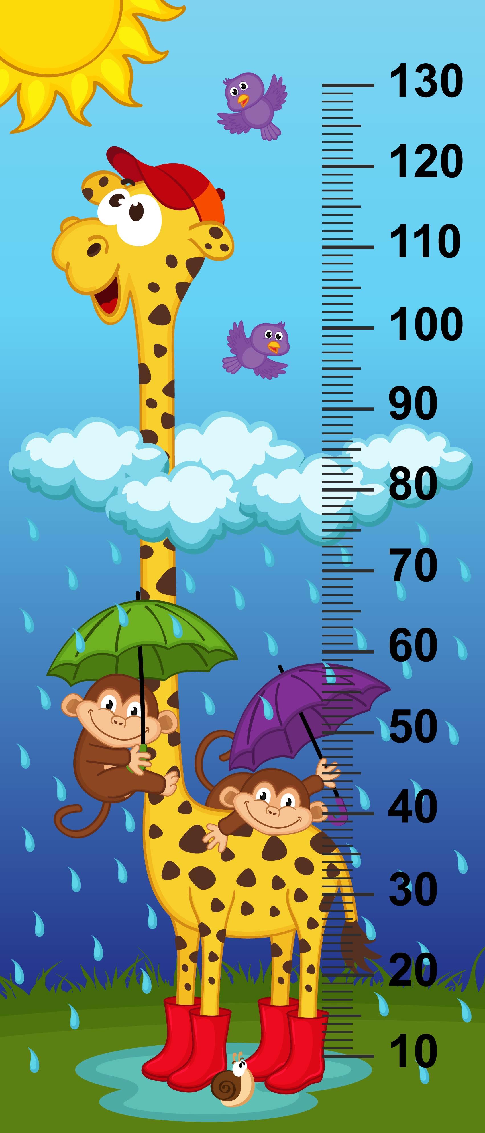 Çocuk Odası Bebek Odası Boy Ölçer Boy Cetveli Sticker Zürafa
