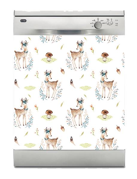 Bulaşık Makinesi Sticker Kaplama Beyaz Eşya Kaplama Geyik Mantar