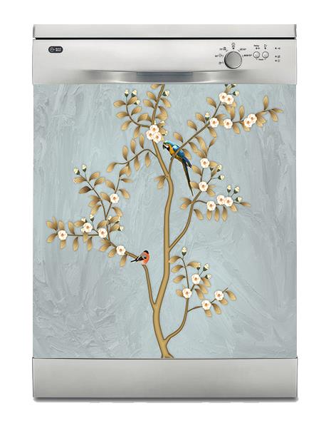Bulaşık Makinesi Sticker Kaplama Beyaz Eşya Kaplama Kuş Ağaç
