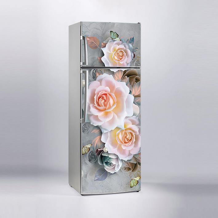 Buzdolabı Sticker Kaplama Dolap Kaplama Etiketi 3D Gül