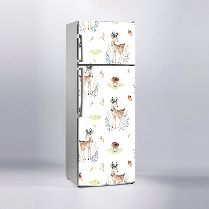 Buzdolabı Sticker Kaplama Dolap Kaplama Etiketi Geyik Mantar