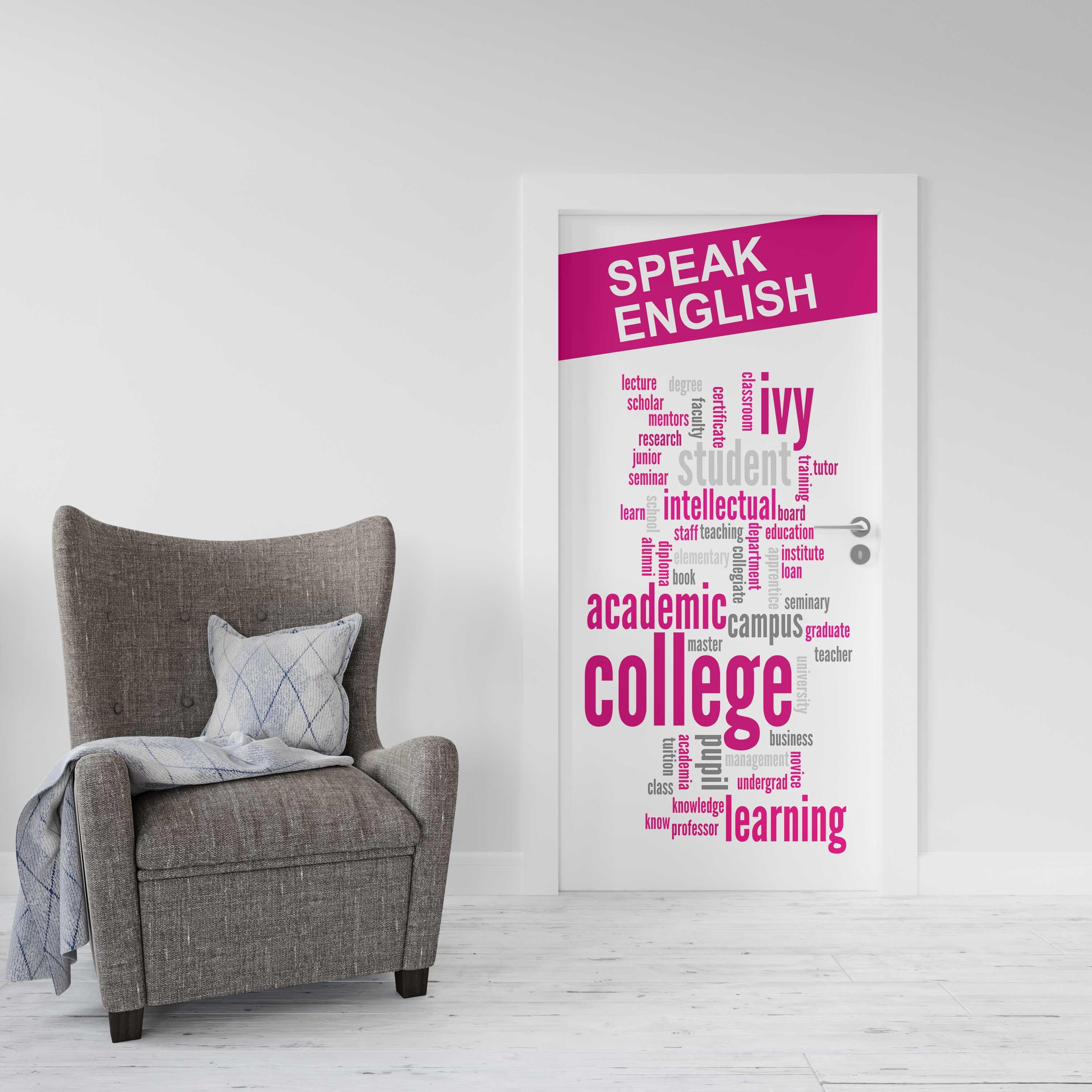 Kapı Giydirme Kapı Sticker Folyosu Speak English