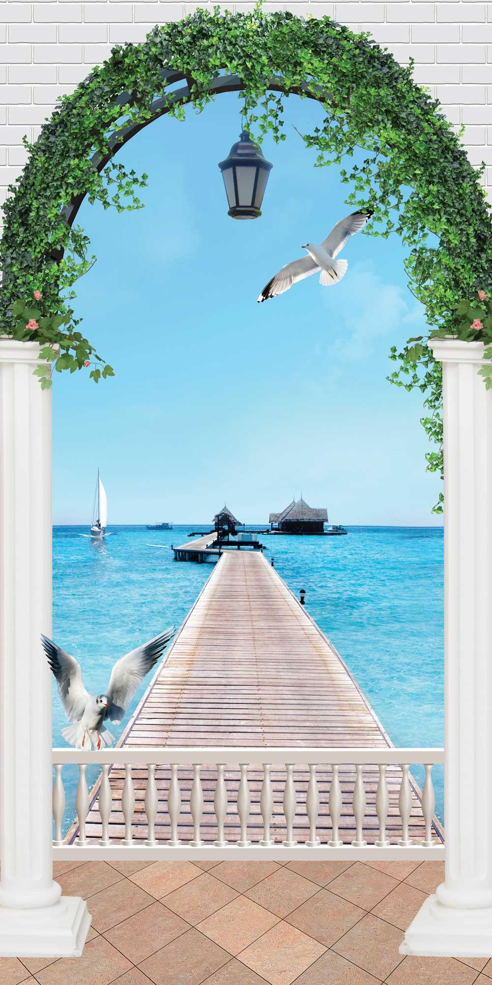 Kapı Giydirme Kapı Sticker Folyosu Deniz Kuş