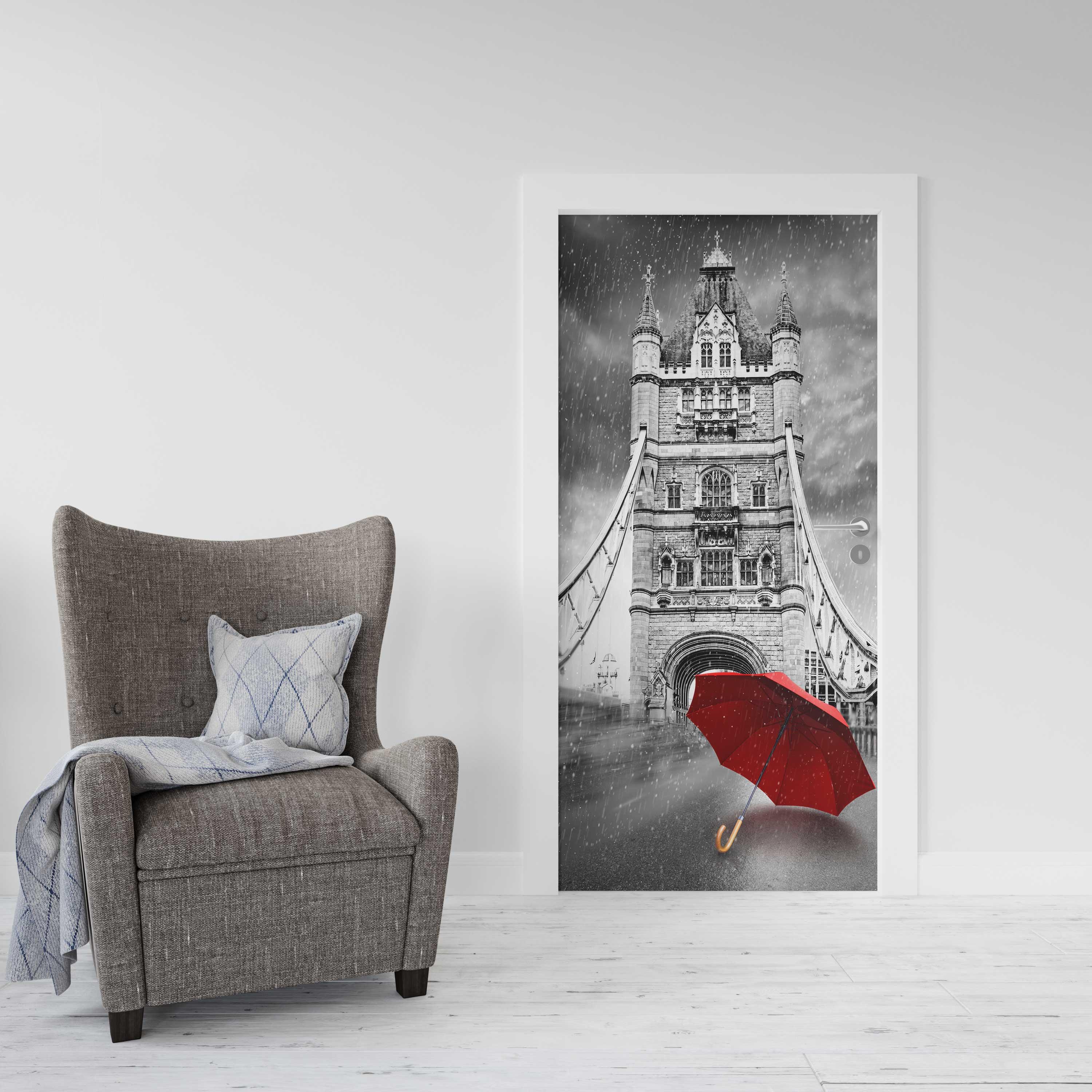 Kapı Giydirme Kapı Sticker Folyosu England Şemsiye