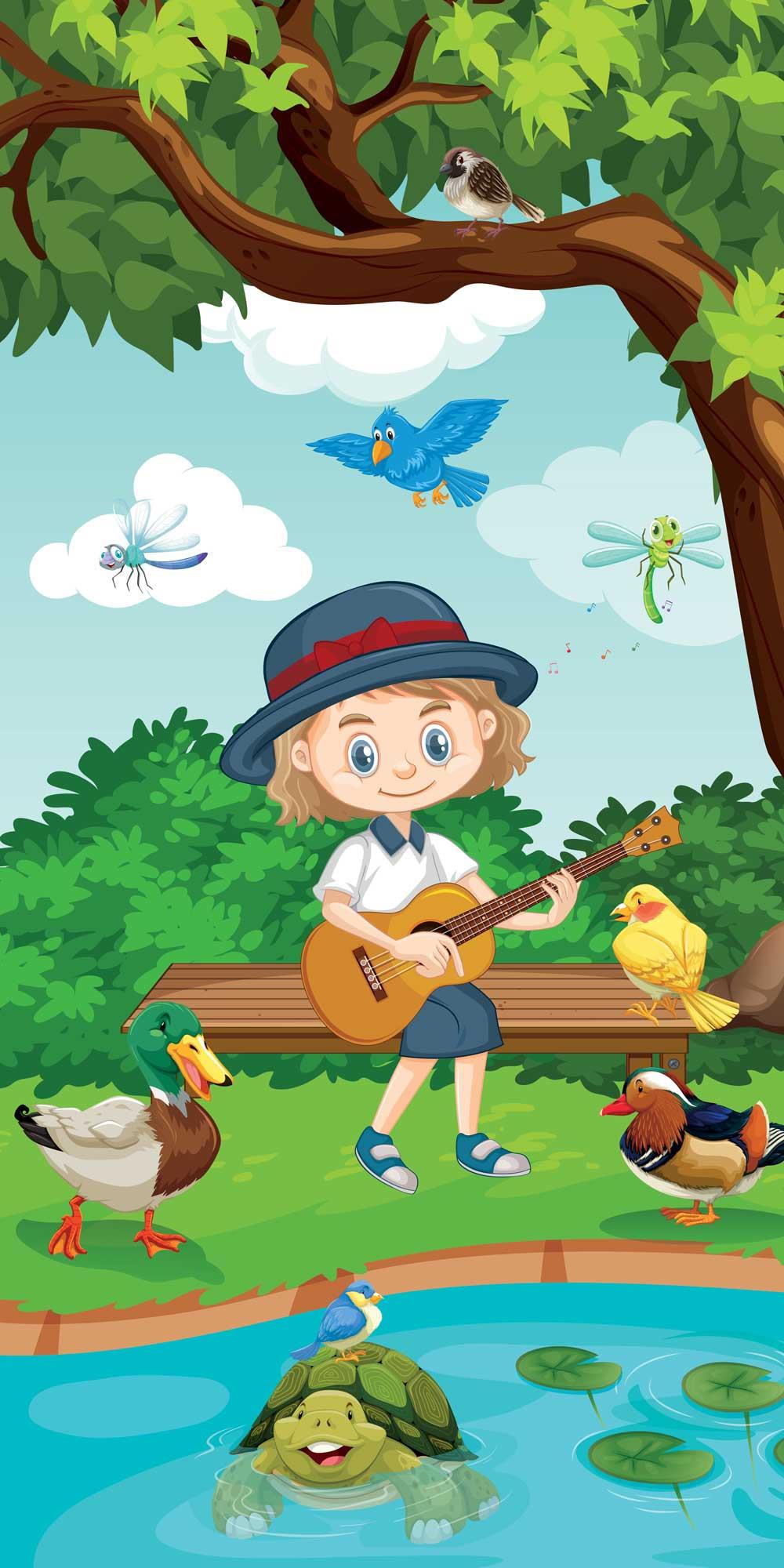 Kapı Giydirme Kapı Sticker Folyosu Gitar Çocuk