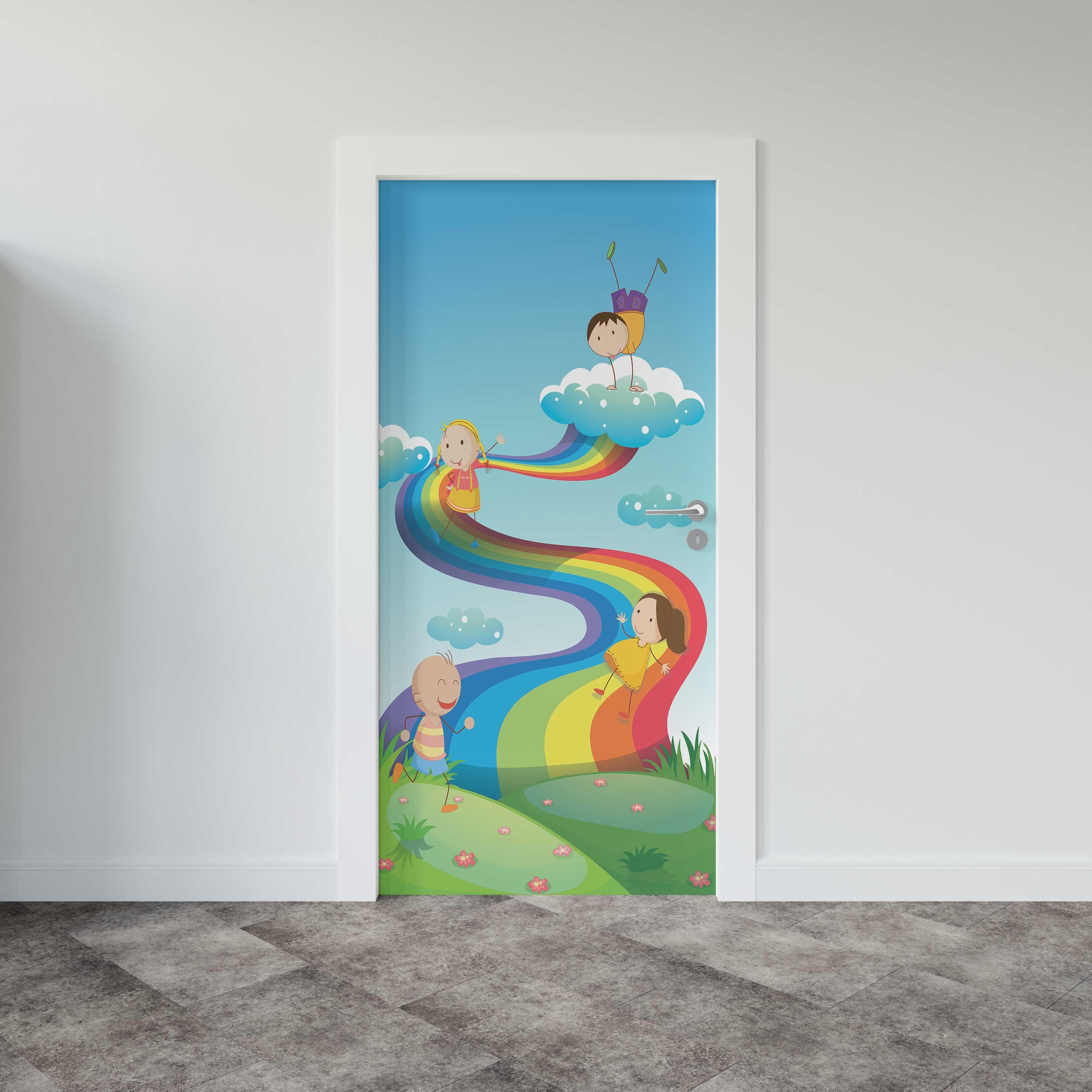 Kapı Giydirme Kapı Sticker Folyosu Gökkuşağı