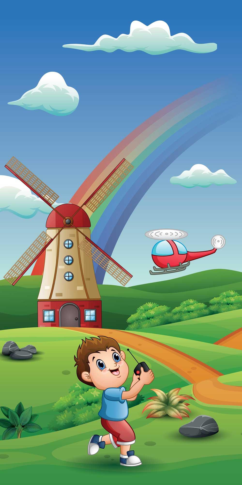 Kapı Giydirme Kapı Sticker Folyosu Helikopter Değirmen