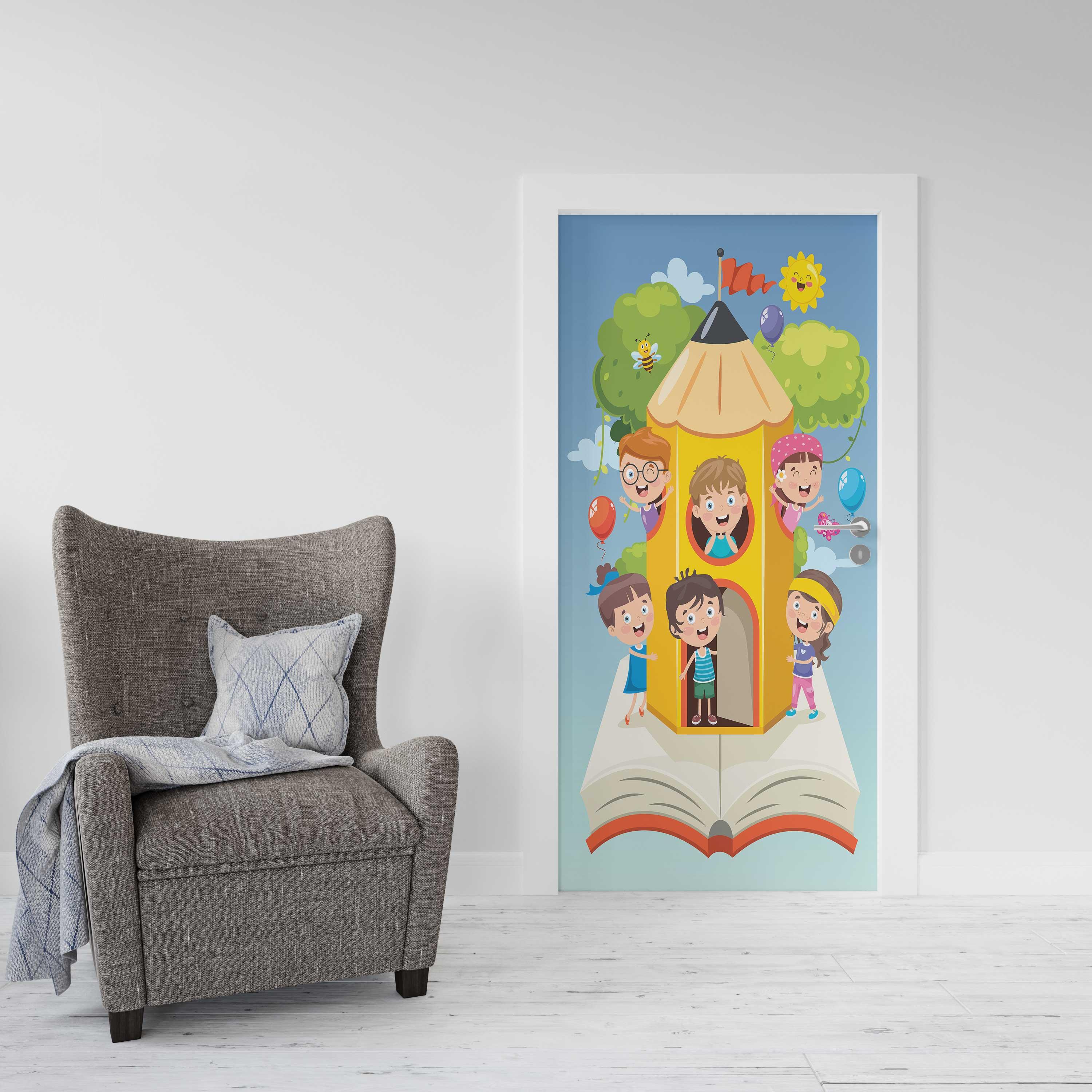 Kapı Giydirme Kapı Sticker Folyosu Kalem Çocuklar