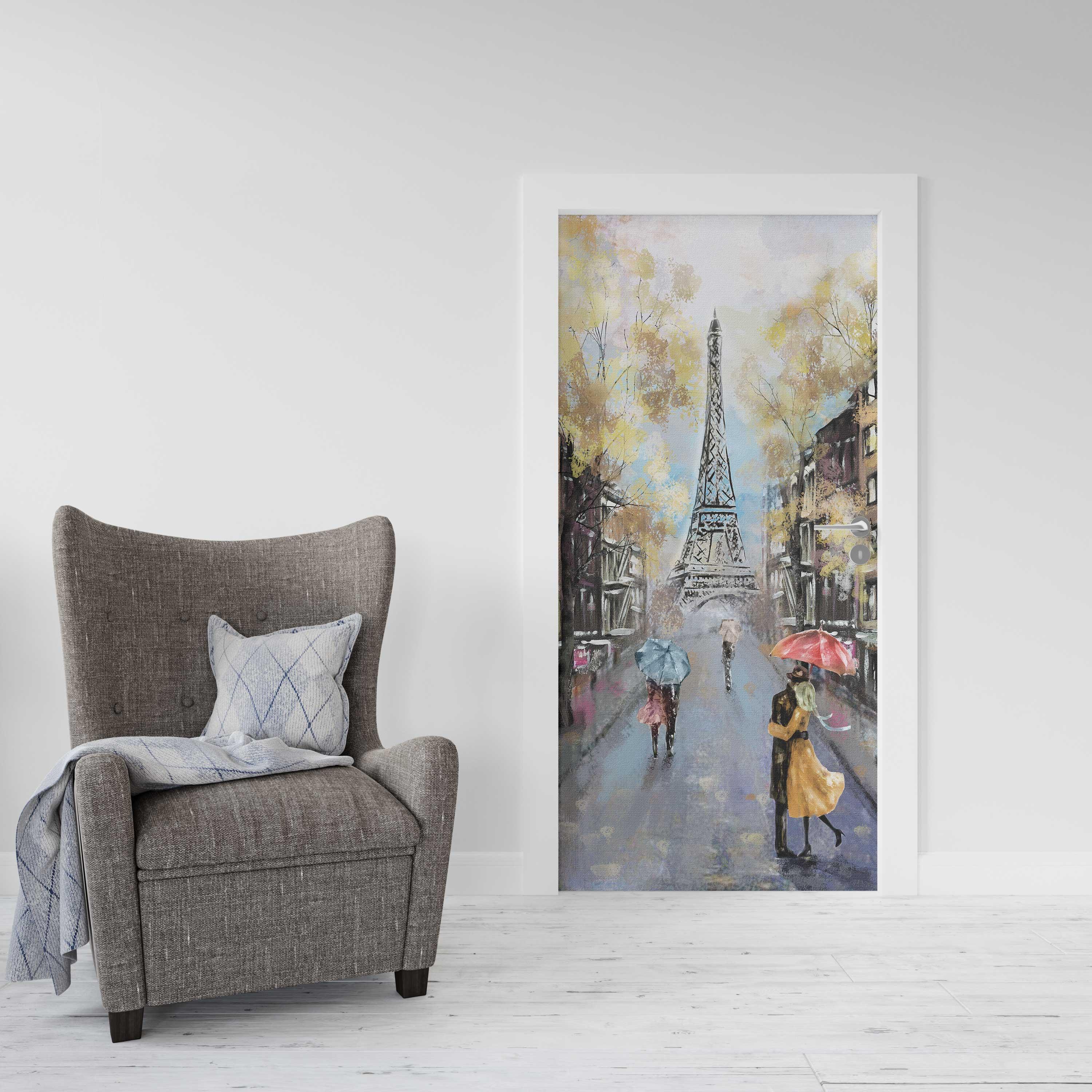 Kapı Giydirme Kapı Sticker Folyosu Paris Sarı Yağlıboya