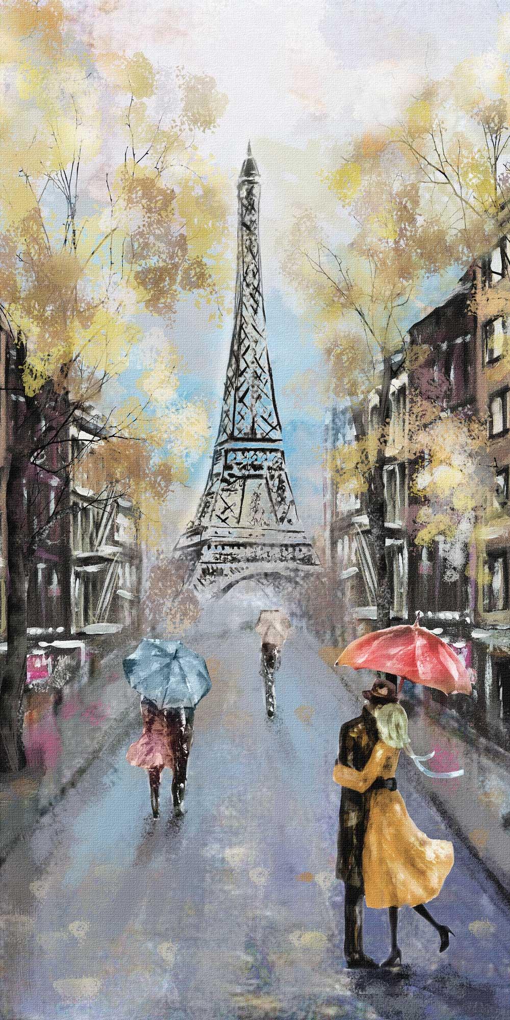 Kapı Giydirme Kapı Sticker Folyosu Paris Sarı Yağlıboya