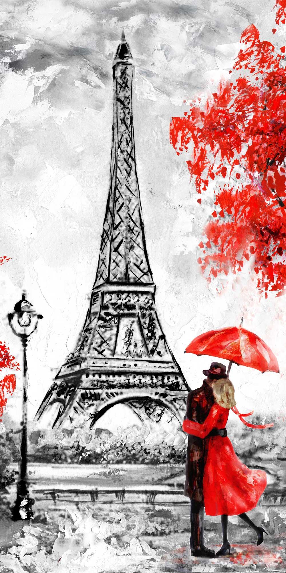 Kapı Giydirme Kapı Sticker Folyosu Paris Yağlıboya