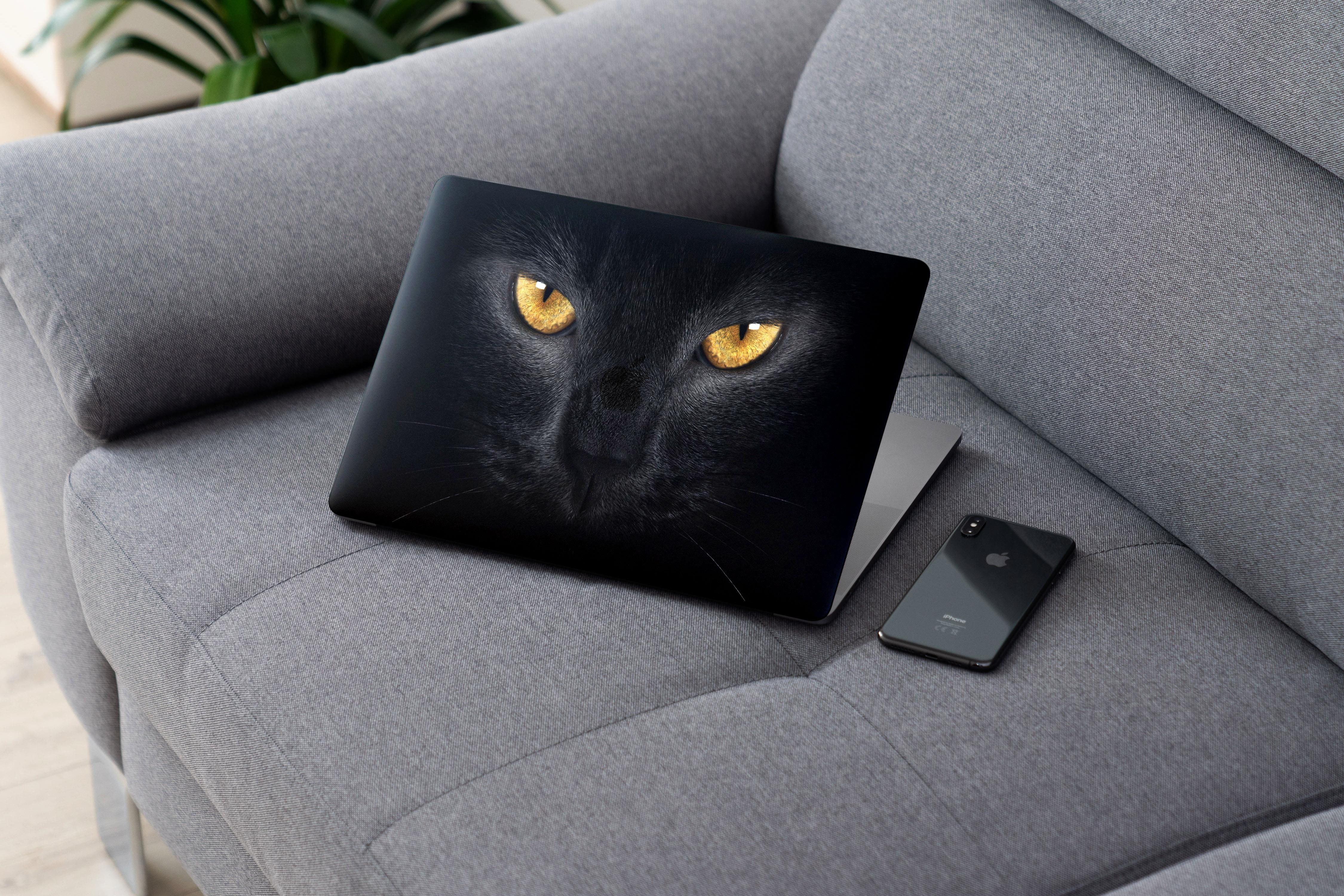 Laptop Sticker Notebook Pc Kaplama Etiketi Kedi Gözler