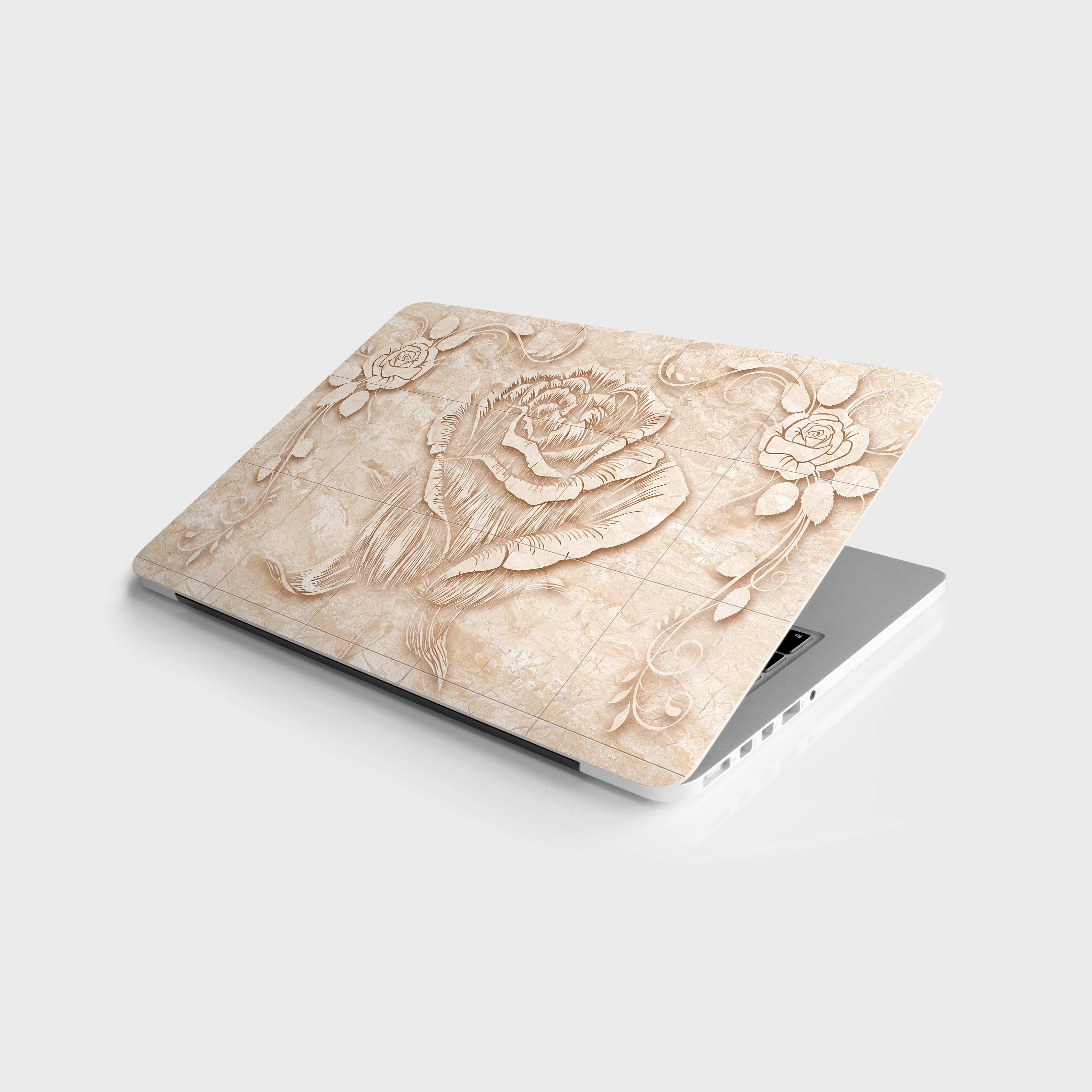 Laptop Sticker Bilgisayar Notebook Pc Kaplama Etiketi Mermer Çiçek Çizim