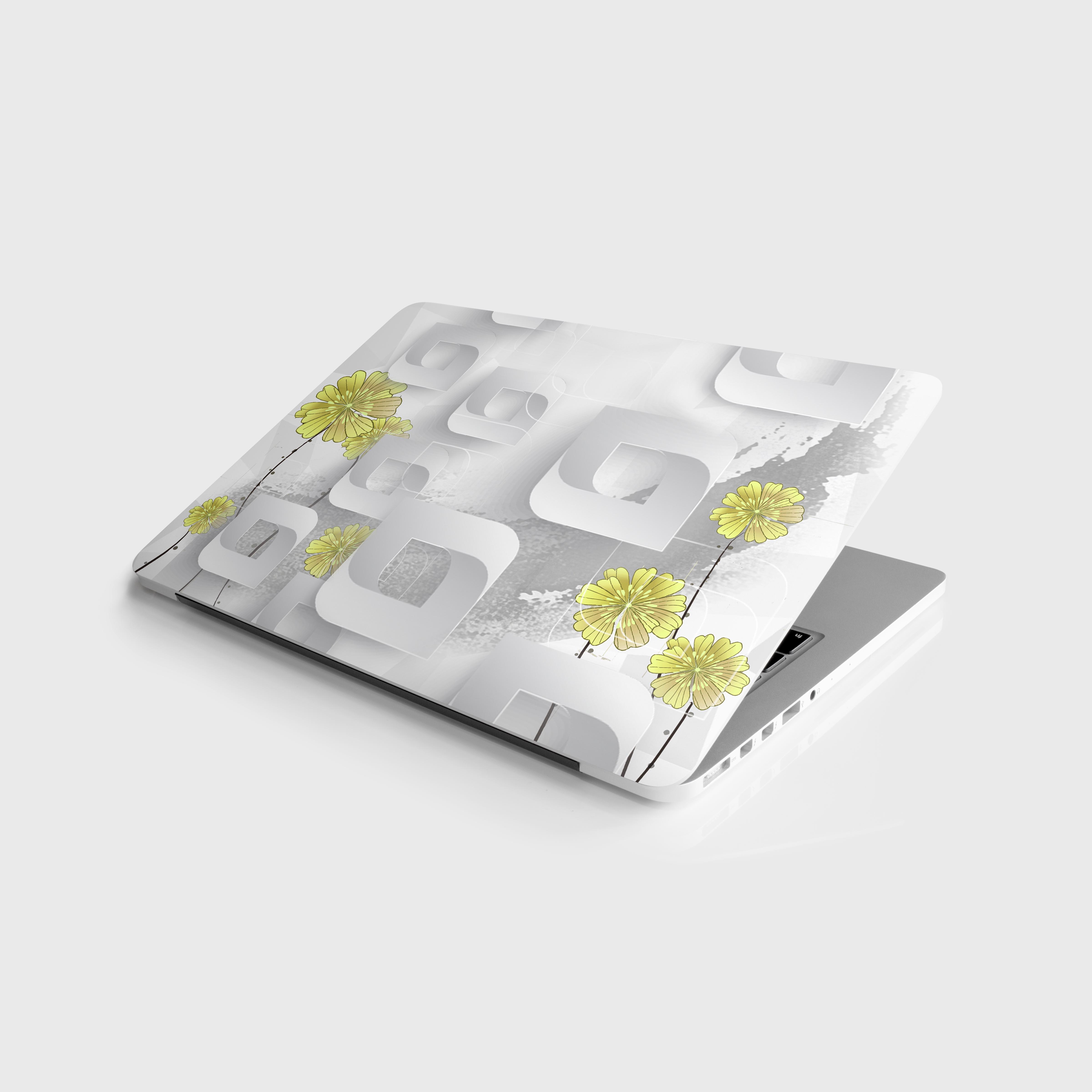 Laptop Sticker Notebook Pc Kaplama Etiketi Sarı Çiçek