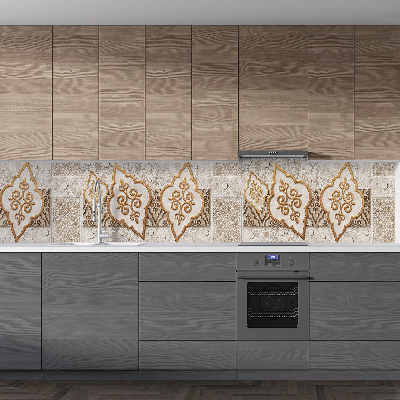 Mutfak Tezgah Arası Folyo Fayans Kaplama Folyosu Kahverengi Design