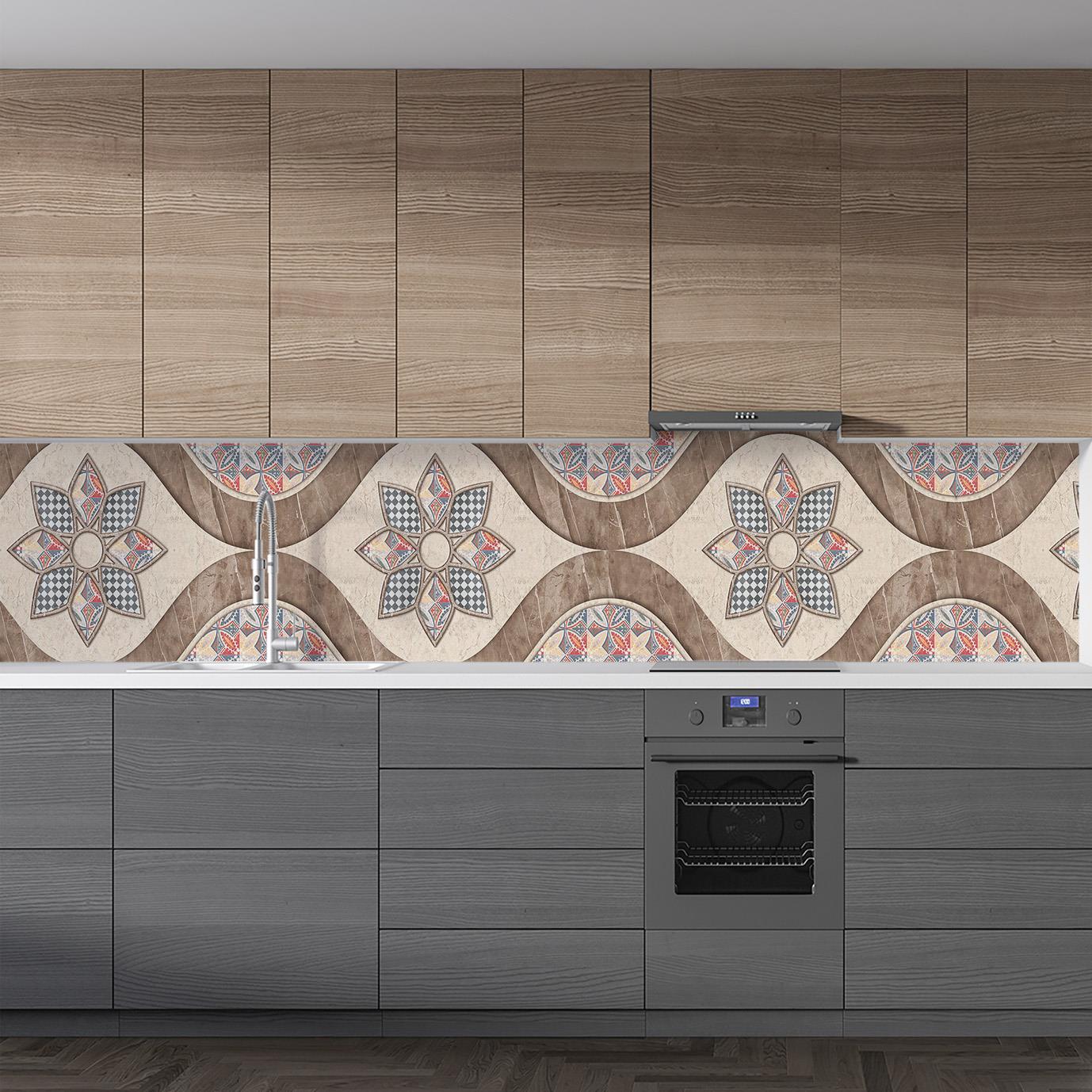 Mutfak Tezgah Arası Folyo Fayans Kaplama Folyosu Rustik Design