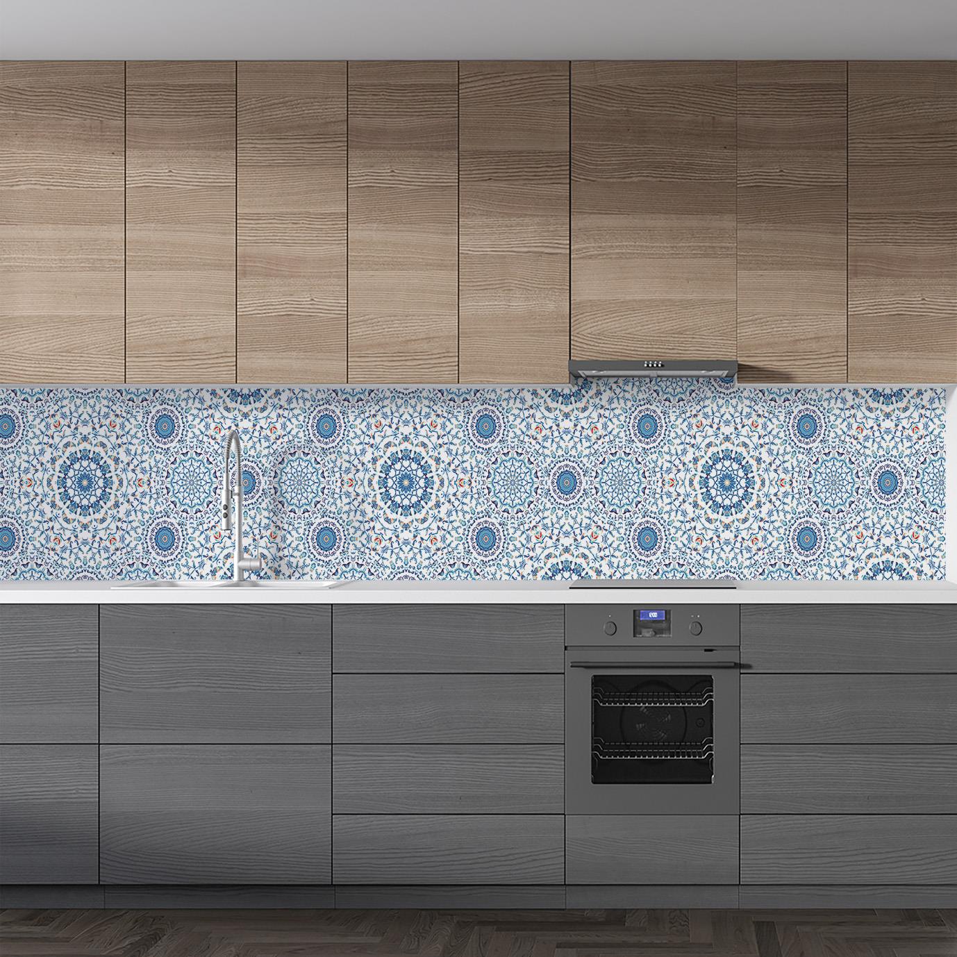 Mutfak Tezgah Arası Folyo Fayans Kaplama Folyosu Suluboya Arabic Design