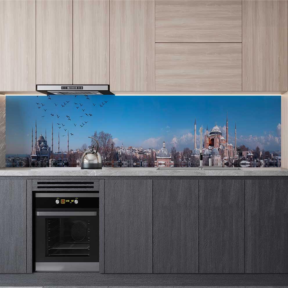 Mutfak Tezgah Arası Folyo Fayans Kaplama Folyosu istanbul Panorama