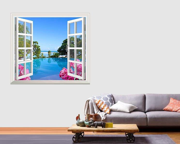 Pencere Poster Duvar Kağıdı Paradise Yapışkanlı Sticker