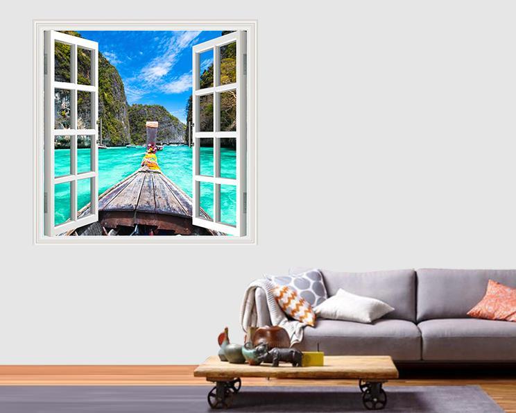 Pencere Poster Duvar Kağıdı Sandal Yapışkanlı Sticker