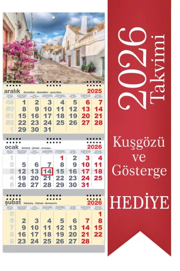 2026 Büyük Boy Gemici Takvimi Denizci Duvar Takvimi Sarı Renk 33x77,5 cm