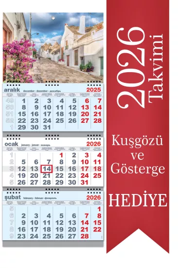 2026 Büyük Boy Gemici Takvimi Denizci Duvar Takvimi Mavi Renk 33x77,5 cm