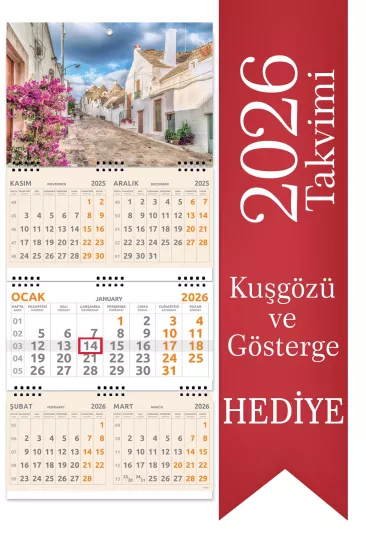 2026 5 Aylık Gemici Takvimi Denizci Duvar Takvimi 33x77,5 cm