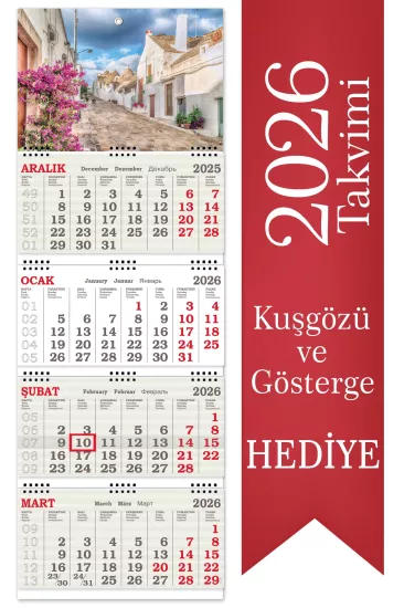 2026 Orta Boy Kuşe Gemici Takvimi Denizci Duvar Takvimi 31x86 cm