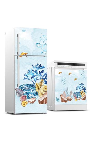 Buzdolabı ve Bulaşık Makinası Beyaz Eşya Sticker Kaplama Denizaltı Yosun