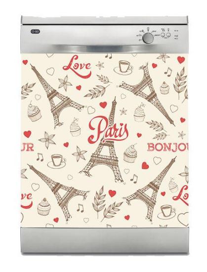 Bulaşık Makinesi Sticker Kaplama Beyaz Eşya Kaplama Paris Eyfel Kulesi