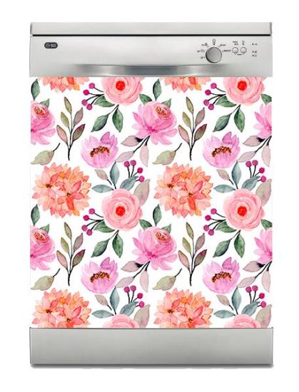 Bulaşık Makinesi Sticker Kaplama Beyaz Eşya Kaplama Çiçek Desen 1