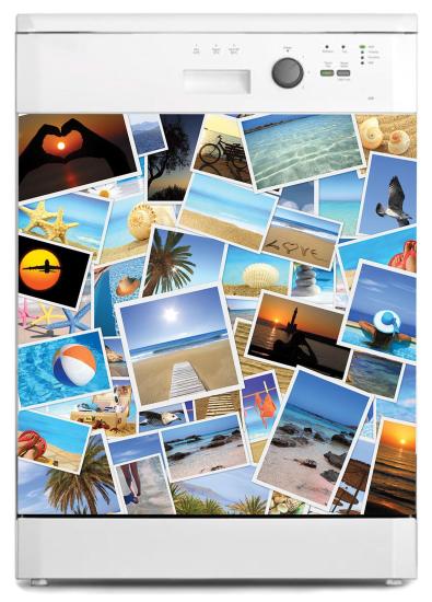 Bulaşık Makinesi Sticker Kaplama Beyaz Eşya Kaplama Tatil Kolaj