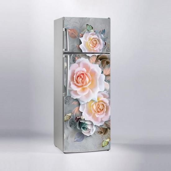 Buzdolabı Sticker Kaplama Dolap Kaplama Etiketi 3D Gül