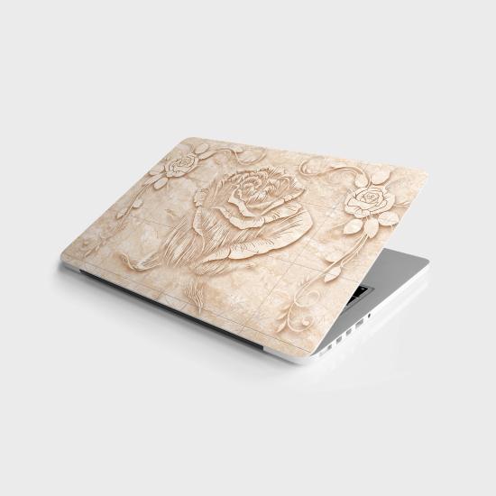 Laptop Sticker Bilgisayar Notebook Pc Kaplama Etiketi Mermer Çiçek Çizim