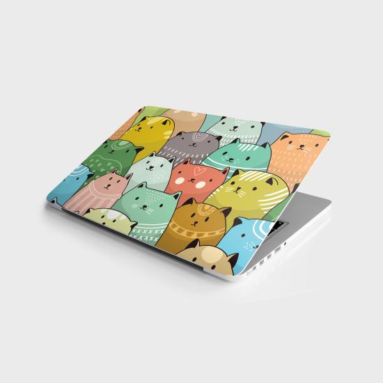 Laptop Sticker Bilgisayar Notebook Pc Kaplama Etiketi Renkli Kediler