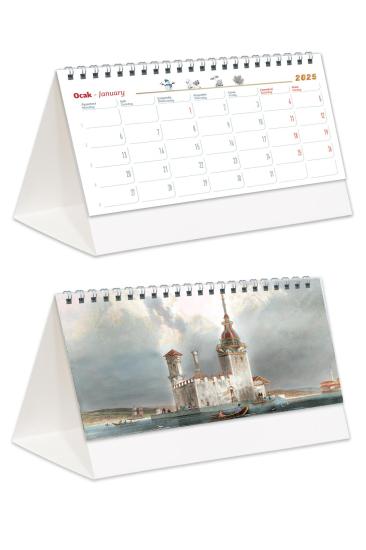 2026 Gravürler Piramit Masa Takvimi Masaüstü Takvim 21x17 cm