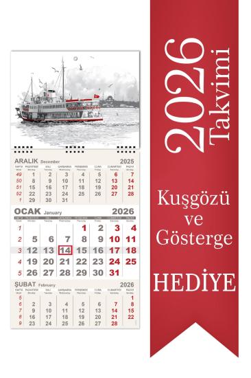 2026 Minik Boy Gemici Takvimi Denizci Duvar Takvimi 24x52 cm