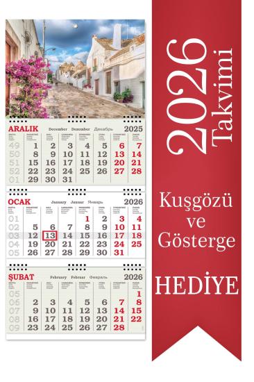2026 Orta Boy Kuşe Gemici Takvimi Denizci Duvar Takvimi 31x70 cm
