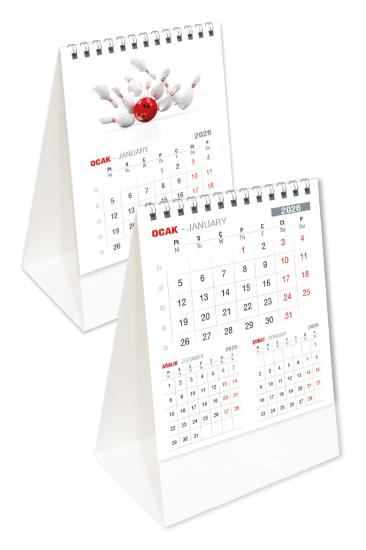 2026 Ofis Piramit Masa Takvimi Dikey Masaüstü Takvim 12,5x19,5 cm