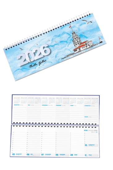2026 Haftalık Masa Takvimi Masa Sümeni Küçük Boy 31x11 cm