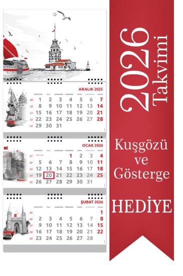 2026 Büyük Boy Gemici Takvimi Denizci Duvar Takvimi istanbul 33x77,5 cm