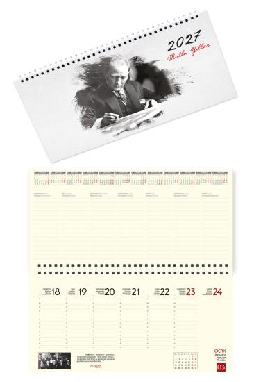 2027 Atatürk Sözler Haftalık Masa Takvimi Masa Sümeni Büyük Boy 33x16 cm