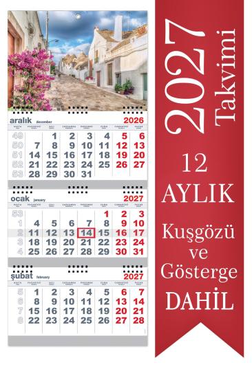 2027 Büyük Boy Gemici Takvimi Denizci Duvar Takvimi Beyaz Renk 33x77,5 cm