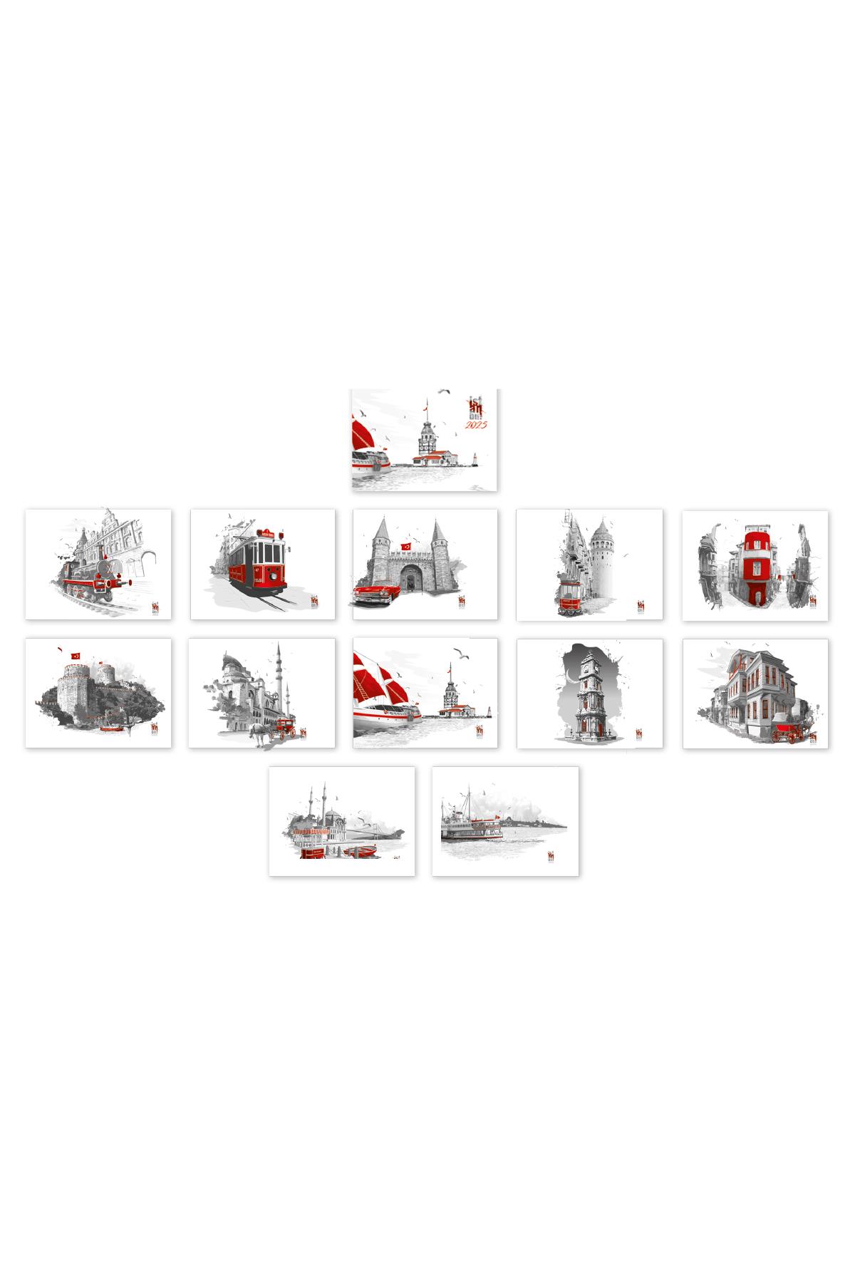 2026 İstanbul Piramit Masa Takvimi Masaüstü Takvim 16x15,5 cm