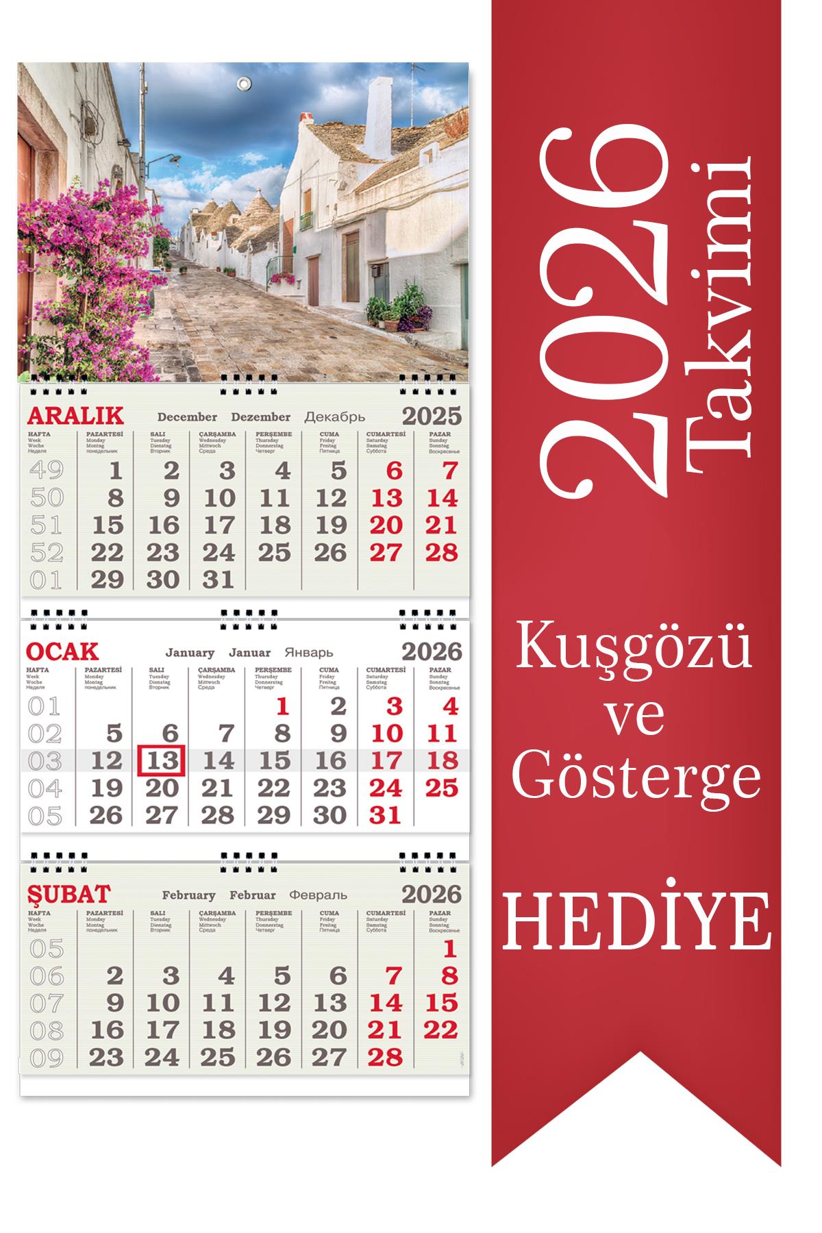 2026 Orta Boy Kuşe Gemici Takvimi Denizci Duvar Takvimi 31x70 cm